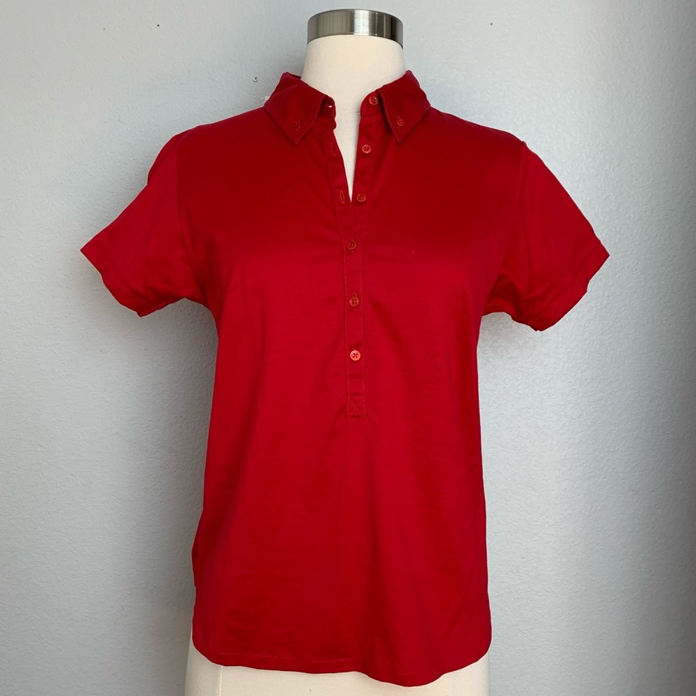 111 State Polo Shirt Women’s Size S Red Short Sleeve Stretch Shirt